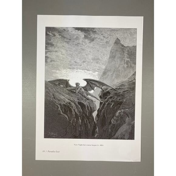 Dore, Paradise Lost, Satan, Illustration, Print, Bookplate, Art, ~ 240707-WH 292 - Picture 4 of 4
